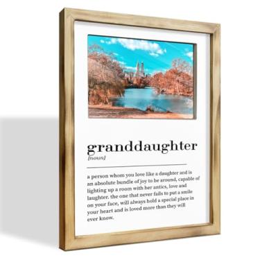 Imagem de WKYAER Presente de foto para neta, porta-retratos 20 x 25, presentes de aniversário para netas dos avós, presente de Natal para netas, molduras rústicas para decoração de mesa