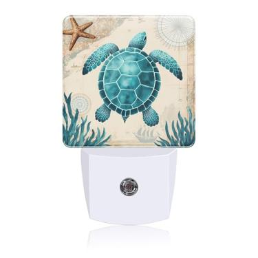 Imagem de Luz noturna de tartaruga marinha, luzes noturnas conectadas à parede com sensor de crepúsculo ao amanhecer, luz noturna para decoração de quarto feminino, masculino, corredor, cozinha, banheiro