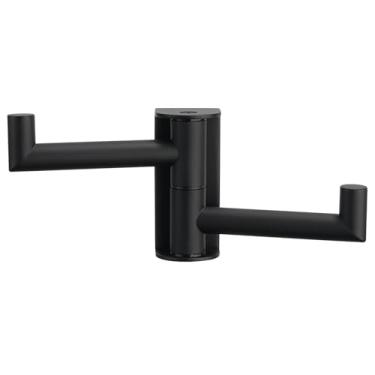 Imagem de Aomasi Gancho giratório preto fosco com 2 braços, suporte duplo de toalha de banheiro de aço inoxidável 304, montado na parede