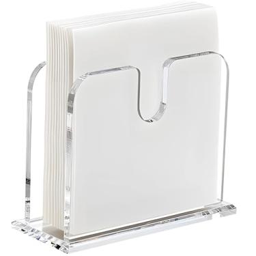 Imagem de Porta-guardanapos de acrílico transparente para mesa, organizador vertical de guardanapos para cozinha e jantar