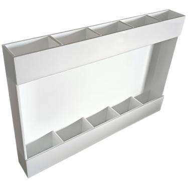 Imagem de Suporte de canudo para armário vertical branco 5 compartimentos organizador adesivo acrílico geladeira cozinha