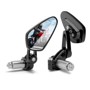 Imagem de SGROPMT Espelhos retrovisores de extremidade de barra de motocicleta, espelhos laterais ajustáveis universais de 360° para Honda Yamaha Kawasaki Suzuki Ducati Aprilia e mais
