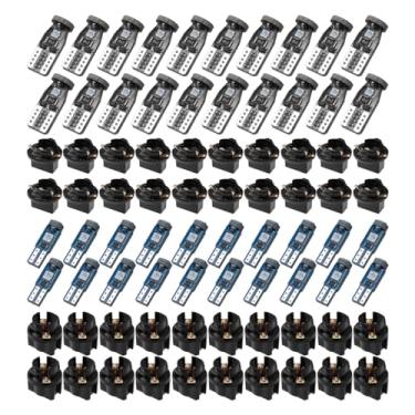 Imagem de Tuxihapp Lâmpada LED de painel de carro T5 T10 de 40 peças, luzes de cúpula automotiva com soquete giratório, lâmpada de cluster de instrumentos automotivos, lâmpada de substituição de mapa interior
