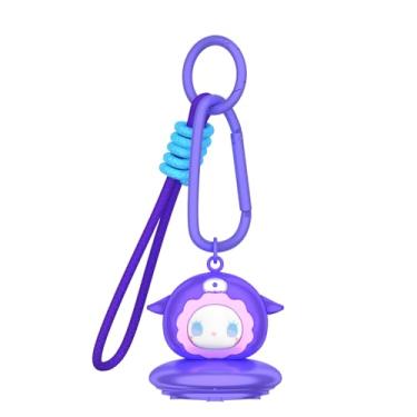 Imagem de OAJ Capa para chaveiro compatível com AirTag, capa Kawaii de animais fofos com mosquetão e cordão para localizador GPS Tracker, acessórios para chaves, bagagem, bolsa (lobo)