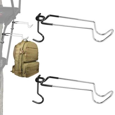 Imagem de Cabides de metal para assento de árvore de caça – 2 peças de cabides de arco para suporte de arma, acessórios antiderrapantes para suporte de árvore, grampos fáceis, serve para tubo redondo de 1,9 a