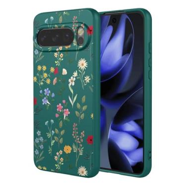 Imagem de OEURVQO Capa artística para Google 10, capa de silicone líquido de toque macio com forro fofo, compatível com carregamento sem fio, capa protetora para Google Pixel 10, verde exuberante
