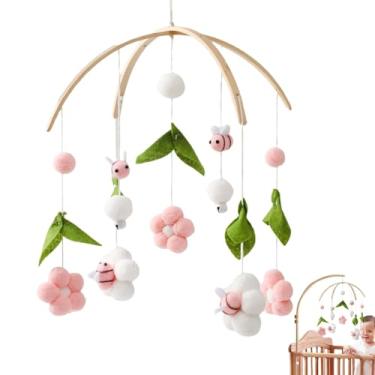 Imagem de Móbiles de berçário,Móbile infantil para berço - Sino para cama de criança | Berço móvel de abelha e flor, decoração pendurável de berçário para chá de bebê infantil ou aniversário