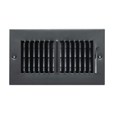 Imagem de Serve para difusor de suprimento de ar de aço bidirecional de abertura de duto 8x4 da Handua | Registre grade de cobertura de ventilação para parede lateral e teto | Preto | Dimensões externas: 24,8