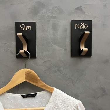 Imagem de 10 Ganchos Para Roupas Provador de loja Sim Não Retangular Moderno Preto
