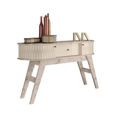 Imagem de Aparador Estoril 1 Porta 2 Gavetas Off White e Calacata