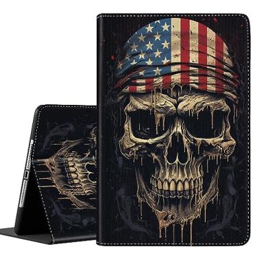 Imagem de Capa para iPad Pro de 11 polegadas 2022/2021/2020 (4ª/3ª/2ª geração), para iPad Air 5ª/4ª geração de 10,9 polegadas (2022/2020), capa protetora durável à prova de choque, caveira com bandeira
