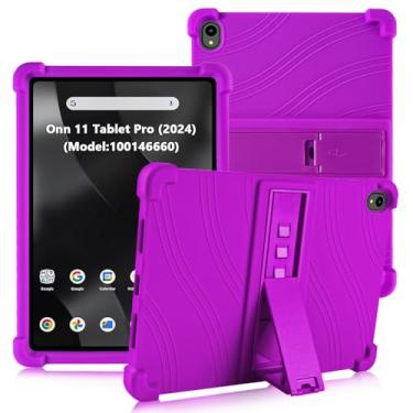 Imagem de ATOOZ Capa para tablet Pro Walmart Onn.11 polegadas 2024 (modelo: 100146660), capa infantil de silicone para tablet Onn 11 Pro com suporte (roxa)