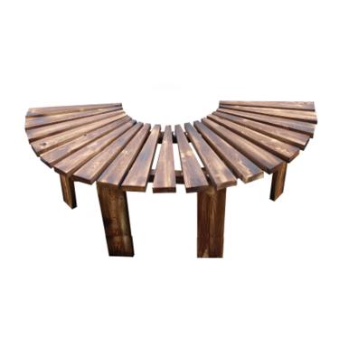 Imagem de TRGCJGH Bancos de jardim semicirculares, banco externo de madeira maciça, banco de jardim de árvore, banco de parque para pátio, jardim, deck e quintal (cor carbono)