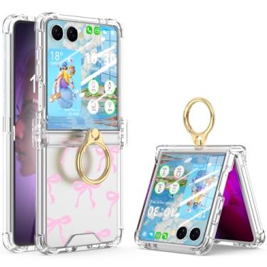 Imagem de DAKORIE Capa transparente para Samsung Galaxy Z Flip 7 com laço de anel, capa protetora para Galaxy Z Flip 7 2025 5G para mulheres e meninas - H