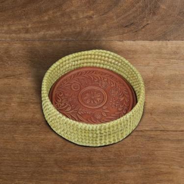 Imagem de Cesta para aquecer pão com pedra: cesta redonda para aquecer pão, forro e aquecedor de terracota para servir tortilha, inclui pedra de aquecimento e toalha de forro