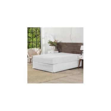 Imagem de Capa de Colchão Casal em Polipropileno, Branco, com Elástico, 138x188x18cm, Protetor para Colchão Contra Ácaros e Poeira