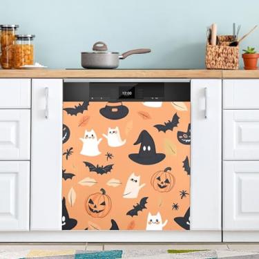 Imagem de ATTX Capa magnética para lava-louças Halloween Pumpkins, 58,4 cm C x 66 cm A, decoração da capa da máquina de lavar louça, decalques de armário doméstico e eletrodomésticos adesivos #80