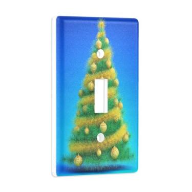Imagem de Blueangle Capa de placa de parede para interruptor de luz - Tampa de interruptor de luz de árvore de Natal amarela placa de parede, tamanho 1 - gangue 4,53 x 2,76 polegadas (351)