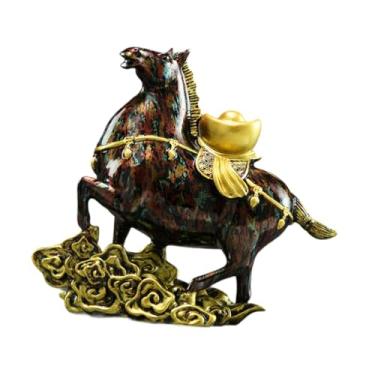 Imagem de predolo Estátua de Cavalo para Mesa, Ornamento, Estatueta de Resina Feng Shui, Escultura de Animal para Lareira, Casa de Campo, Escritório, Escrivaninha, Colorida