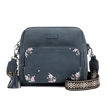 Imagem de Pomelo Best Bolsas transversais femininas de couro macio, bolsas transversais médias, bolsa de ombro com alça ajustável para viagem, Grafite azul, Tendência