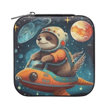 Imagem de Wassud Linda preguiça bebê (9) pequena caixa de joias de viagem, mini organizador portátil de couro PU, brincos quadrados de armazenamento, colar, pulseiras, joias para mulheres, meninas, senhoras