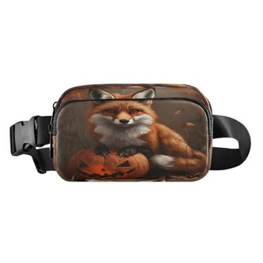 Imagem de CEBUGI Pochetes de caminhada para homens e mulheres, moda Halloween Fox, resistente à água, com cinto ajustável para treino, viagem, corrida