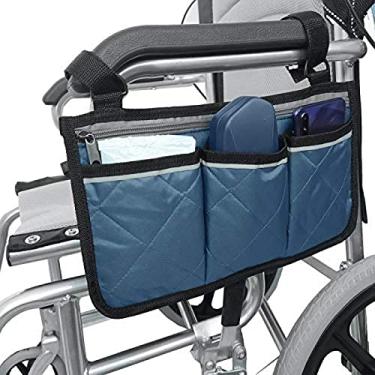Imagem de YYBOES Bolsa lateral para cadeira de rodas, bolsa de apoio de braço, organizador de bolso, bolsas para caminhantes, suporte de telefone, scooter, cadeira de rodas, bolsa de scooter elétrica, serve