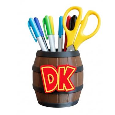 Imagem de Porta-Lápis/Porta-Escovas Donkey Kong DK - Barril Temático Gamer - Organizador de Mesa Colecionável