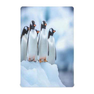 Imagem de STAYTOP Lençóis de berço de pinguins em pé em um bloco de gelo, para meninos e meninas, lençol com elástico para berço padrão e colchão infantil, lençol de microfibra supermacia 132 × 71 cm