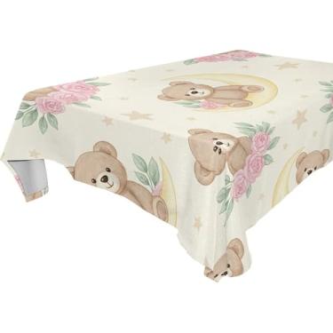 Imagem de Burbuja Toalha de mesa de urso, toalha de mesa quadrada anti-rugas grossa para decoração de jantar, cozinha, festa, 152 x 152 cm