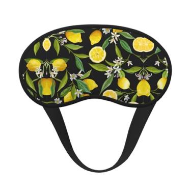 Imagem de Máscara de dormir blackout com estampa de limão amarelo máscara de luz macia para dormir meditação viagem ioga