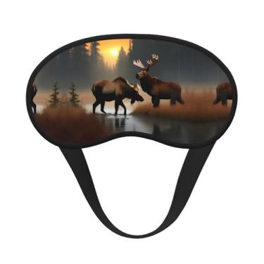 Imagem de Máscara de dormir blackout com estampa de urso, veado, alce, máscara para os olhos, macia, leve, para dormir, meditação, viagem, ioga
