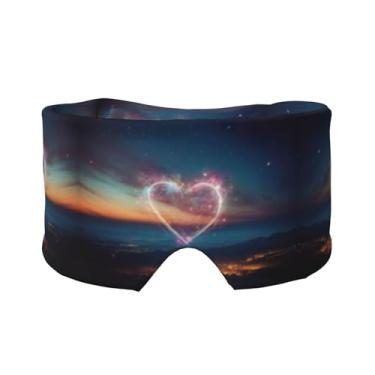 Imagem de Máscara protetora para olhos e orelhas com estampa de coração estrela cadente, respirável, ajustável, blecaute, confortável