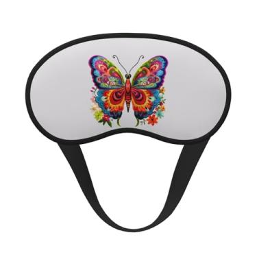 Imagem de Máscara de dormir blecaute com estampa de borboleta colorida bordada máscara de luz macia para dormir meditação viagem ioga