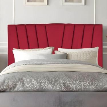 Imagem de Cabeceira Casal Box De Cama Estofada 140 Cm Antonella Suede Vermelho