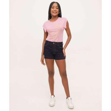 Imagem de Short Jeans Feminino Cintura Alta-33006 - JEZZIAN, 46, Jeans azul
