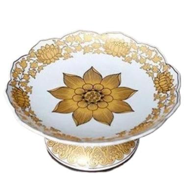 Imagem de FENNYYAR Prato de frutas Faça oferendas para Buda Lotus Prato de oferta doméstica, 17 cm 17 cm, ornamento frontal de Buda de cerâmica Deus da Riqueza