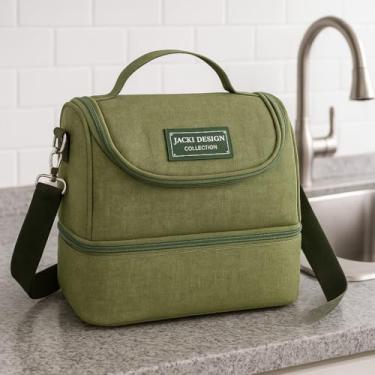 Imagem de Bolsa Térmica com 2 Compartimentos com Alça Transversal Para Lancheira e Salgadinhos Leve para Academia Fitness Escritorio Almoço Primum (Verde)