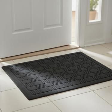 Imagem de Kit Tapete Capacho Decorativo Slim 40x60cm - Antiderrapante e Emborrachado para Porta de Entrada(Preto)