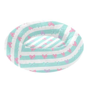 Imagem de SEHANY Cama fofa para cachorro com laço azul, removível e lavável, pequena, redonda para gatos, cama fofa super macia para animais de estimação com fundo antiderrapante para cães pequenos e médios e