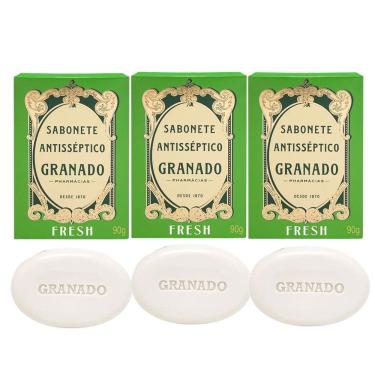 Imagem de Kit 3 Sabonete Antisséptico Granado Fresh Em Barra Antiacne Vegetal 90g