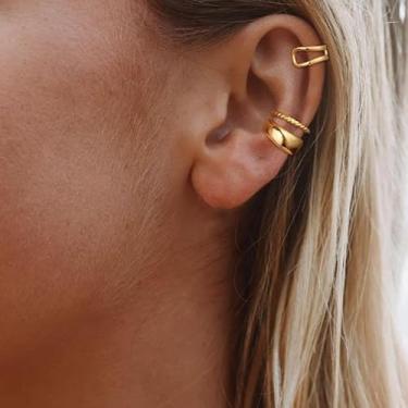 Imagem de Brincos de orelha não perfurados para mulheres, brincos modernos de cartilagem, brincos falsos, joias de aniversário, presentes de Natal, Medium, Latão, Sem pedra preciosa