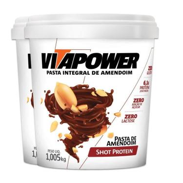 Imagem de Kit 2 Pasta De Amendoim Vitapower Integral Shot Protein 1kg