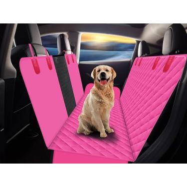 Imagem de Protetor de capa de banco traseiro de cachorro para carros SUV e caminhões com janela de malha, à prova de arranhões antiderrapante e material impermeável, rosa