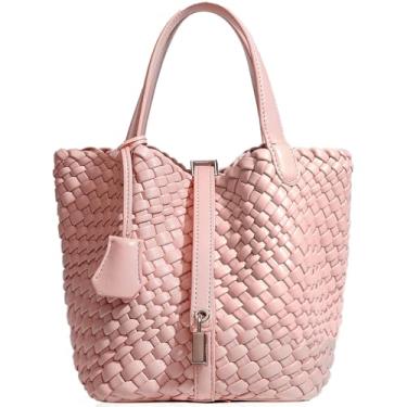 Imagem de DSGUTWO Bolsas de mão de tecido para mulheres, bolsa de mão com alça superior, bolsa de cesta, bolsa pequena de tecido, bolsas Hobo, rosa, 6.69 x 5.51 x 6.69 inches