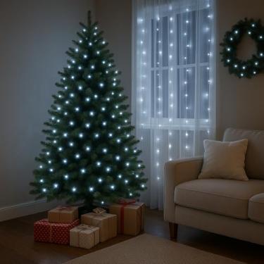 Imagem de Pisca Pisca LED Branco Frio 100 lâmpadas 9m 127V Fio Transparente – 8 Funções para Decoração Interna e Externa