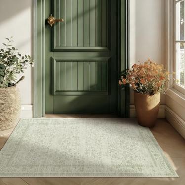Imagem de BILEEHOME Tapete de corredor boho verde sálvia 5 x 7 para corredor, cozinha, banheiro, antiderrapante, fofo, cama, lateral, quarto, chão, lavanderia, tapete para corredores