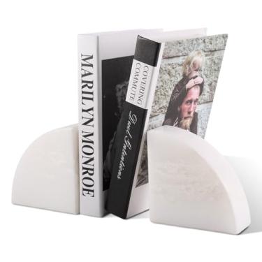 Imagem de Karibiber Suporte de livros de mármore para prateleiras, suportes antiderrapantes para livros pesados, rolha de livros resistente para CDs, suporte de prateleira de livros de luxo, design de quarto de