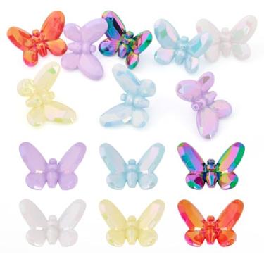 Imagem de 10 peças opacas contas de borboleta acrílicas iridescentes facetadas contas de plástico bonito contas soltas para pulseira faça você mesmo brinco colar fazer joias charme estético contas para chaveiro