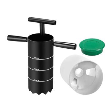 Imagem de KiBcsLic Cortador de buracos de golfe portátil com cabo removível, acessórios para treinamento, cavador de buracos de aço para golfe, copo para de golfe para, 6 Inch Three Hole